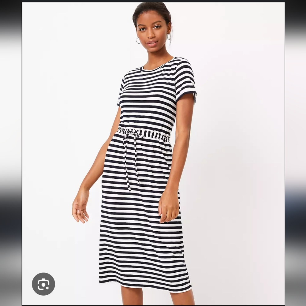 LOFT Beach Striped Midi Tee Dress